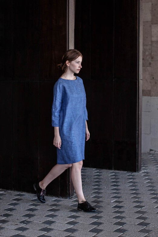 льняное классическое платье