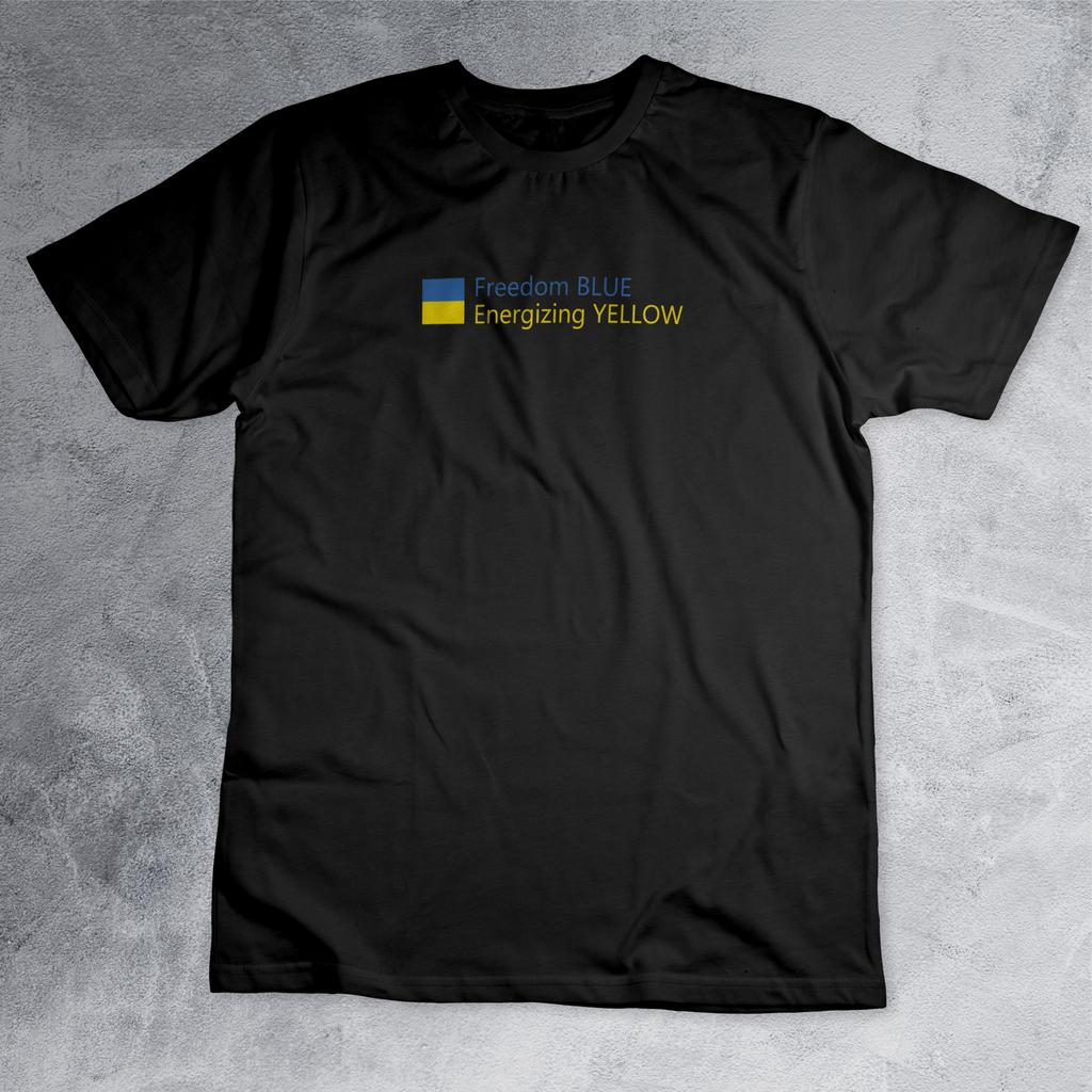 Футболка з принтом "freedom blue energizing yellow" FT0027