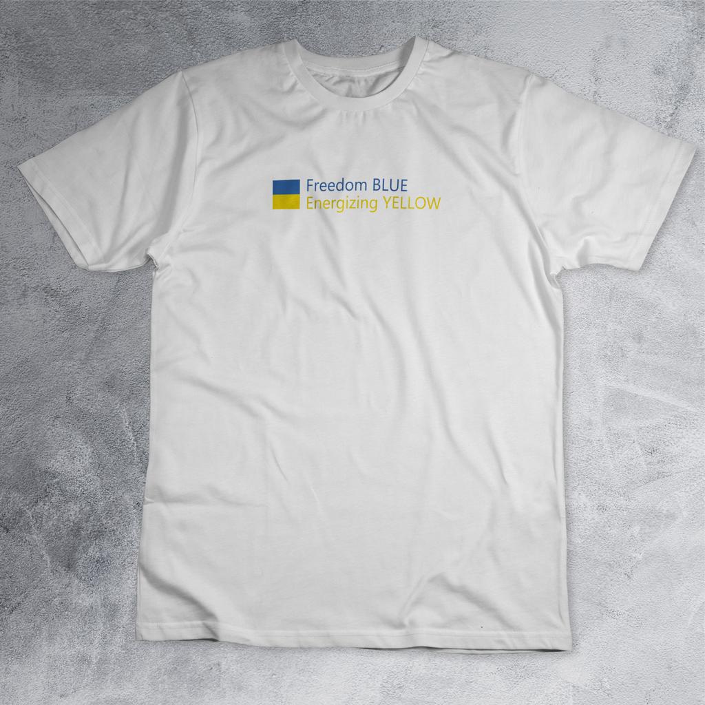 Футболка з принтом "freedom blue energizing yellow" FT0028