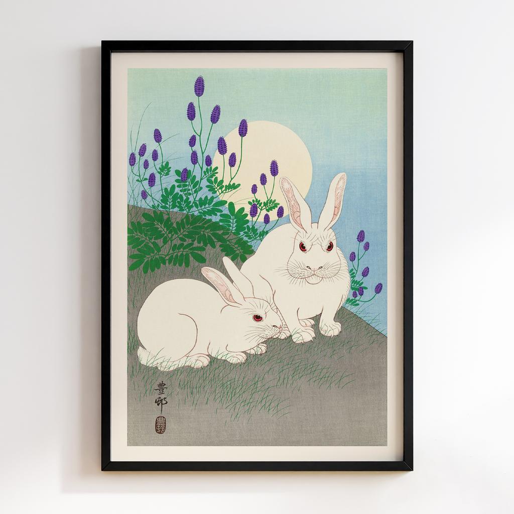Постер Rabbits at full moon (1920 - 1930) by Ohara Koson (1877-1945)