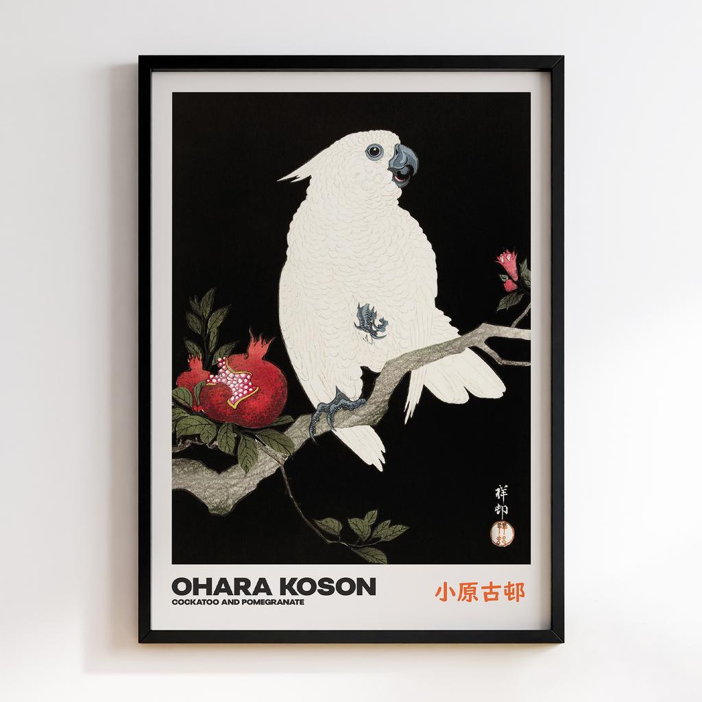 Постер COCKATOO AND POMEGRANATE by Ohara Koson