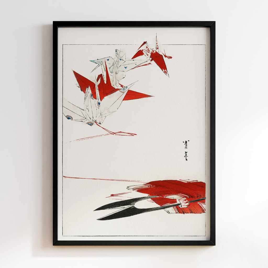 Постер Bird Origami, illustration from Bijutsu Sekai (1893-1896) by Watanabe Seitei