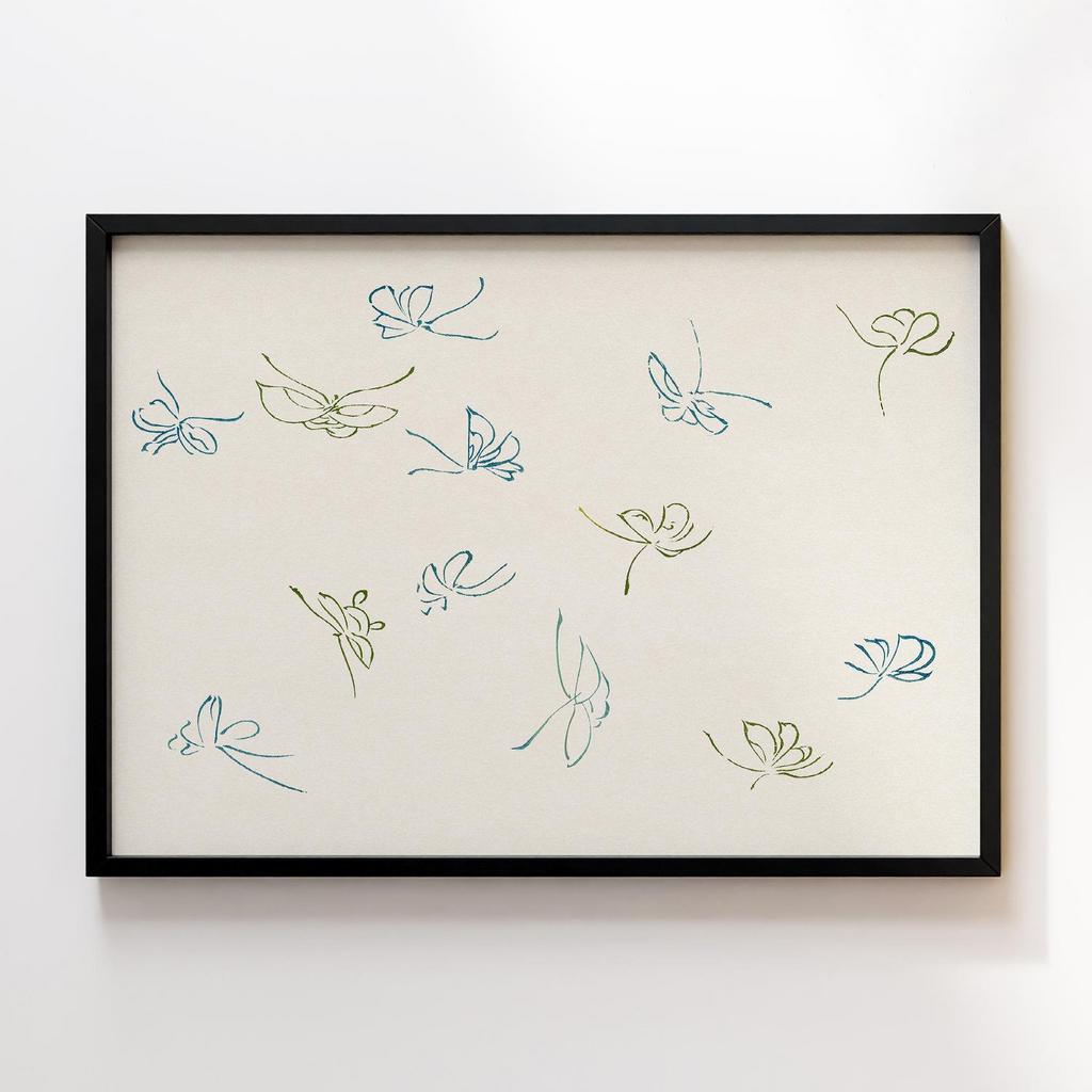 Постер Japanese butterfly by Kamisaka Sekka's Cho senshu (One Thousand Butterflies) 1904 #1