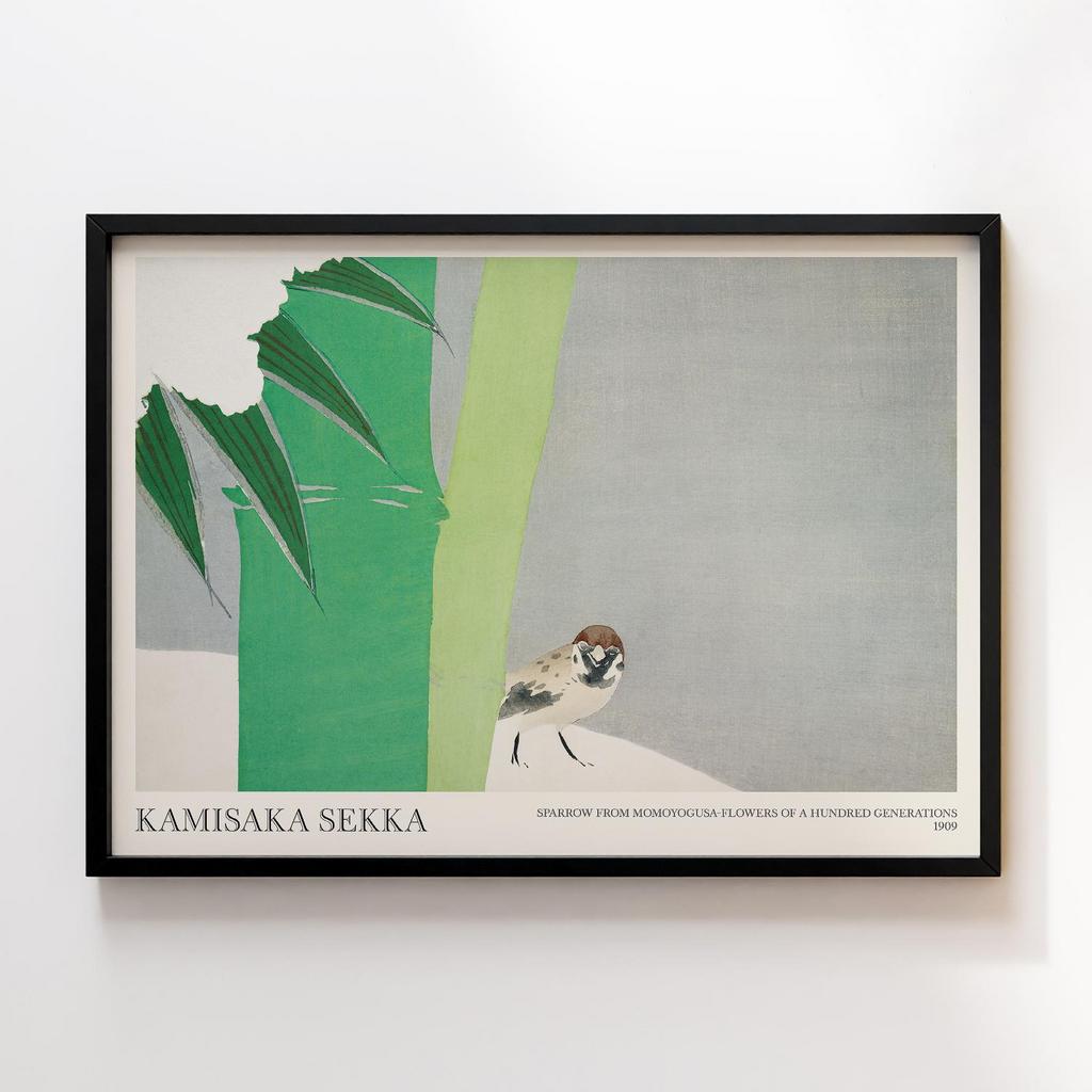 Постер Sparrow from Momoyogusa–Flowers of a Hundred Generations (1909) by Kamisaka Sekka #2