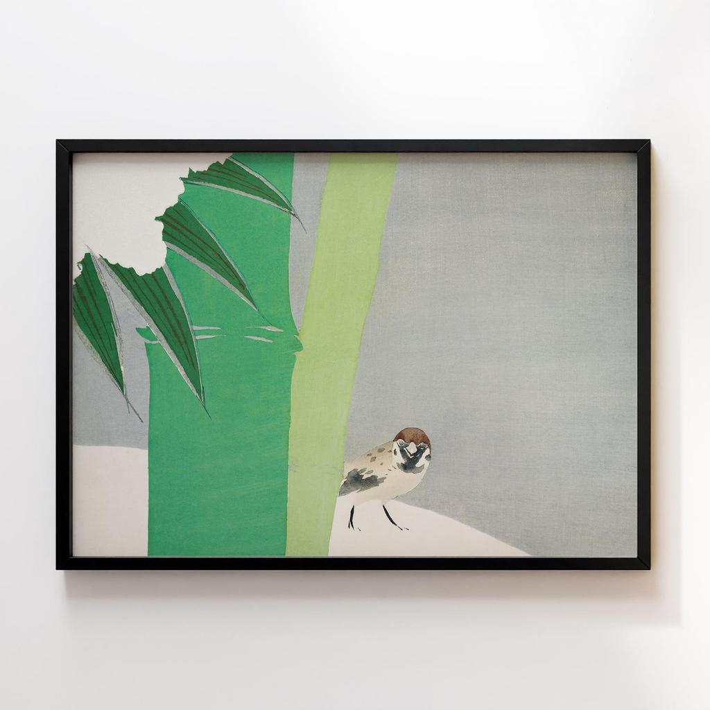 Постер Sparrow from Momoyogusa–Flowers of a Hundred Generations (1909) by Kamisaka Sekka #1