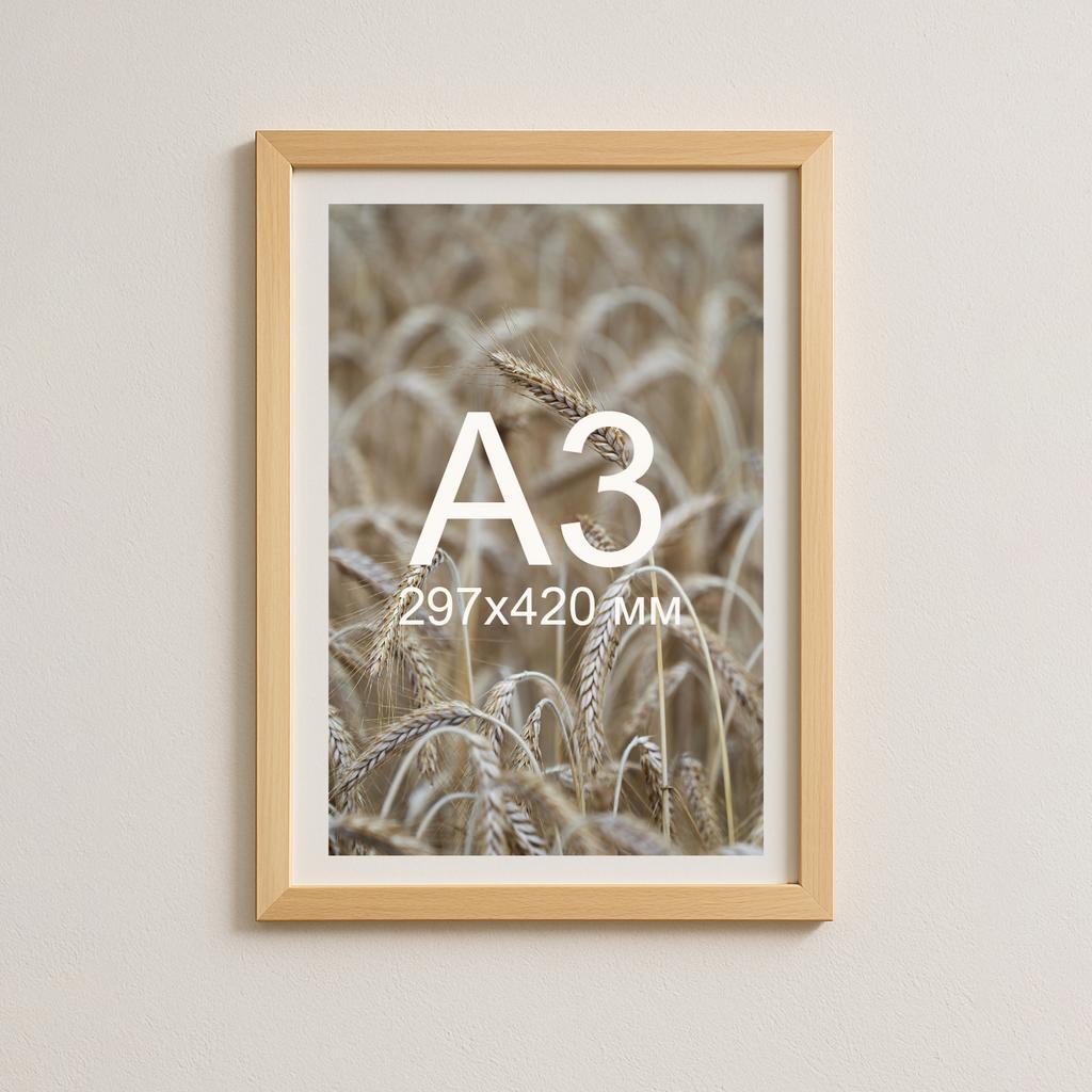 Рамка 36×48 см з білим паспарту під A3 — світло-бежеве дерево