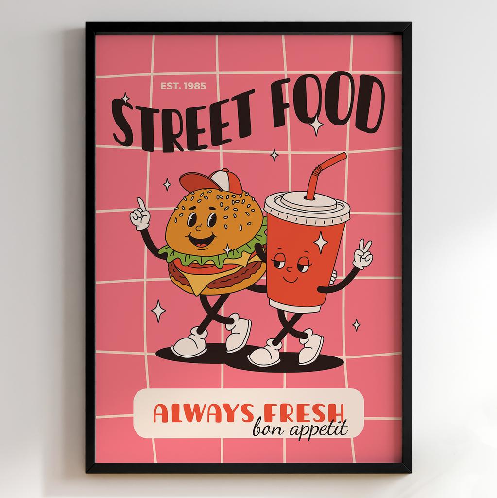 Постер з їжею для кухні | Яскравий арт у ретро-стилі