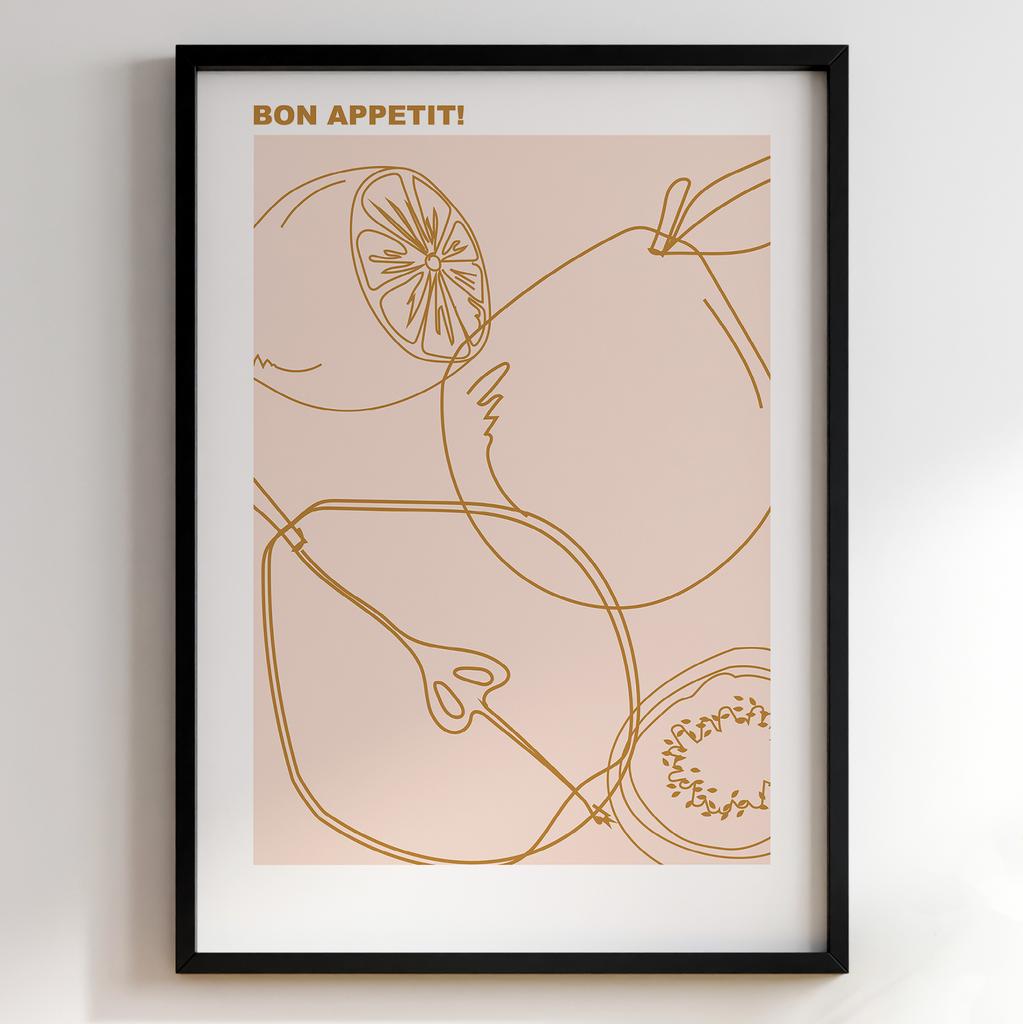 Пастельні постери з їжею | Декор для кухні у вінтажному стилі