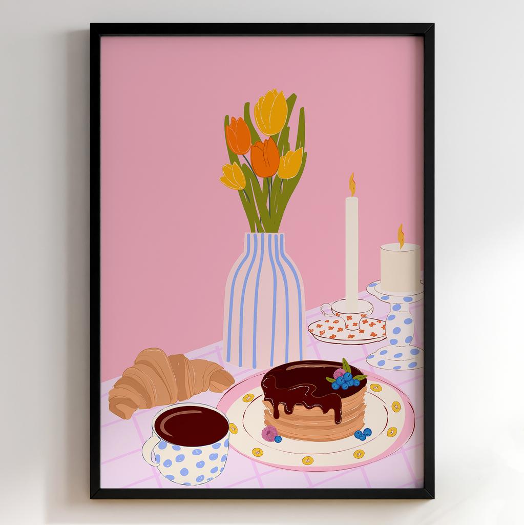 Пастельні постери з їжею | Декор для кухні у вінтажному стилі