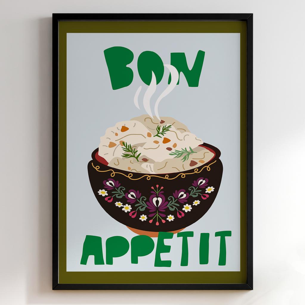 Пастельні постери з їжею | Декор для кухні у вінтажному стилі