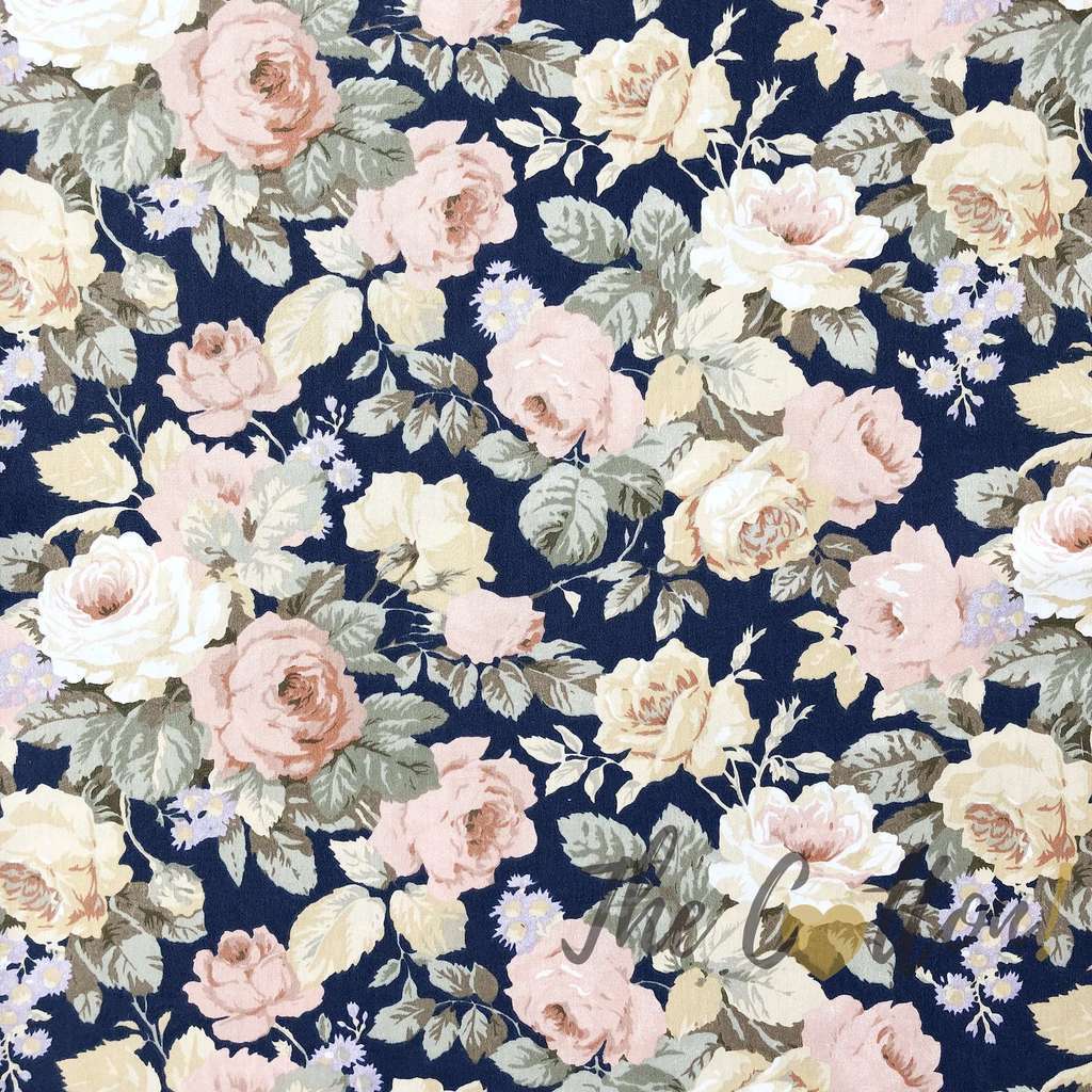 14.205.1. Сатин - Вінтажні рози на блакитному