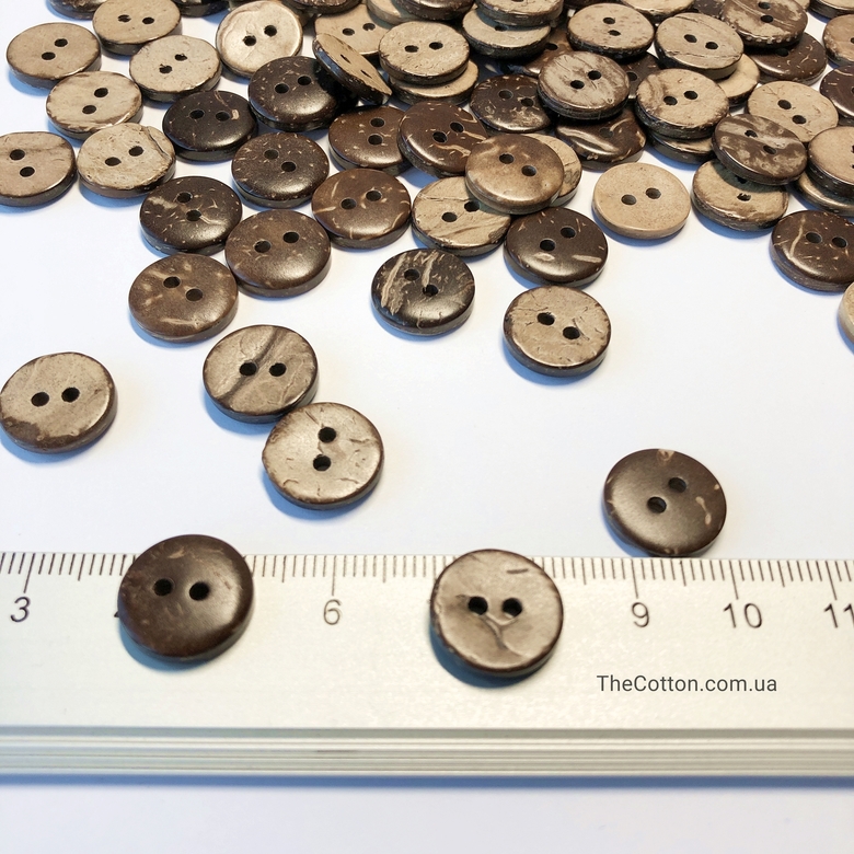 85.2.13. Ґудзики кокосові, 13 мм - Коричневий - (10 /100 шт.)