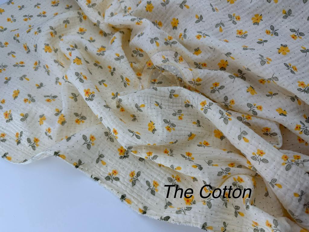 Муслін двошаровий - Квіти провансу на айворі