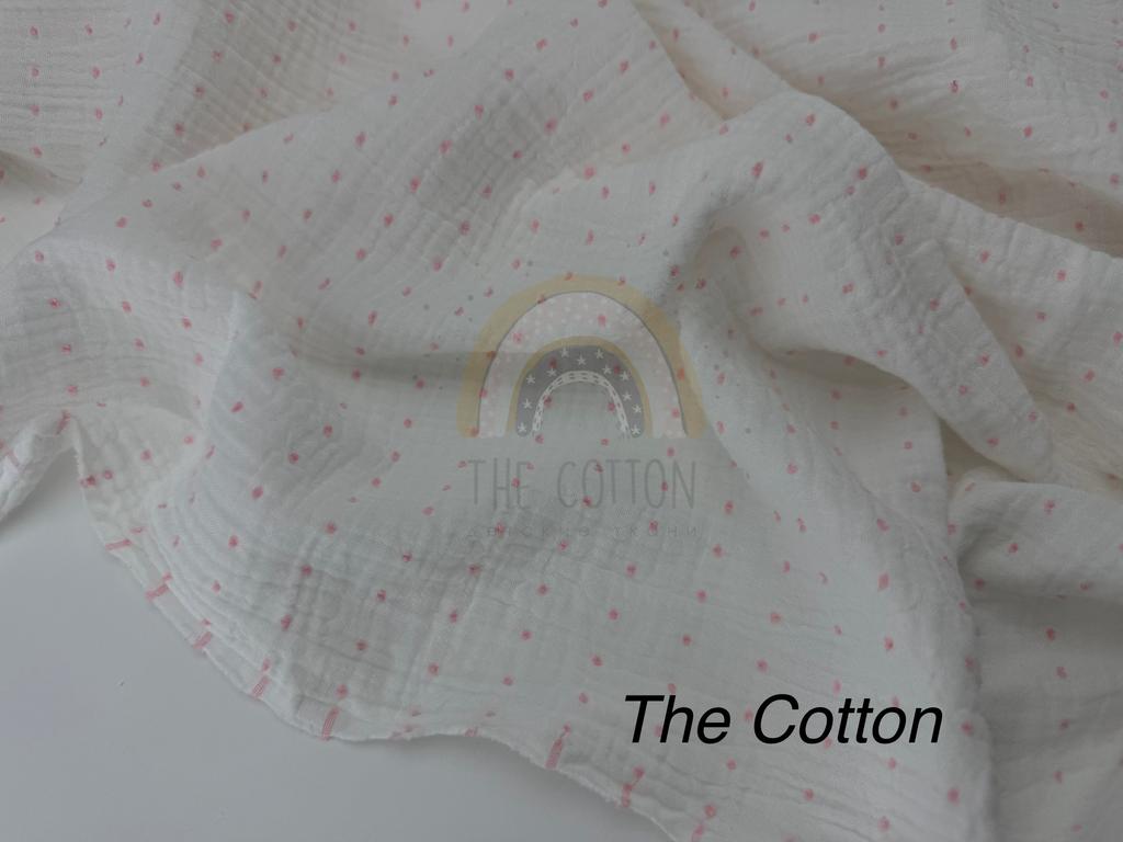 Муслін мушка - Однотон рожева на молочному