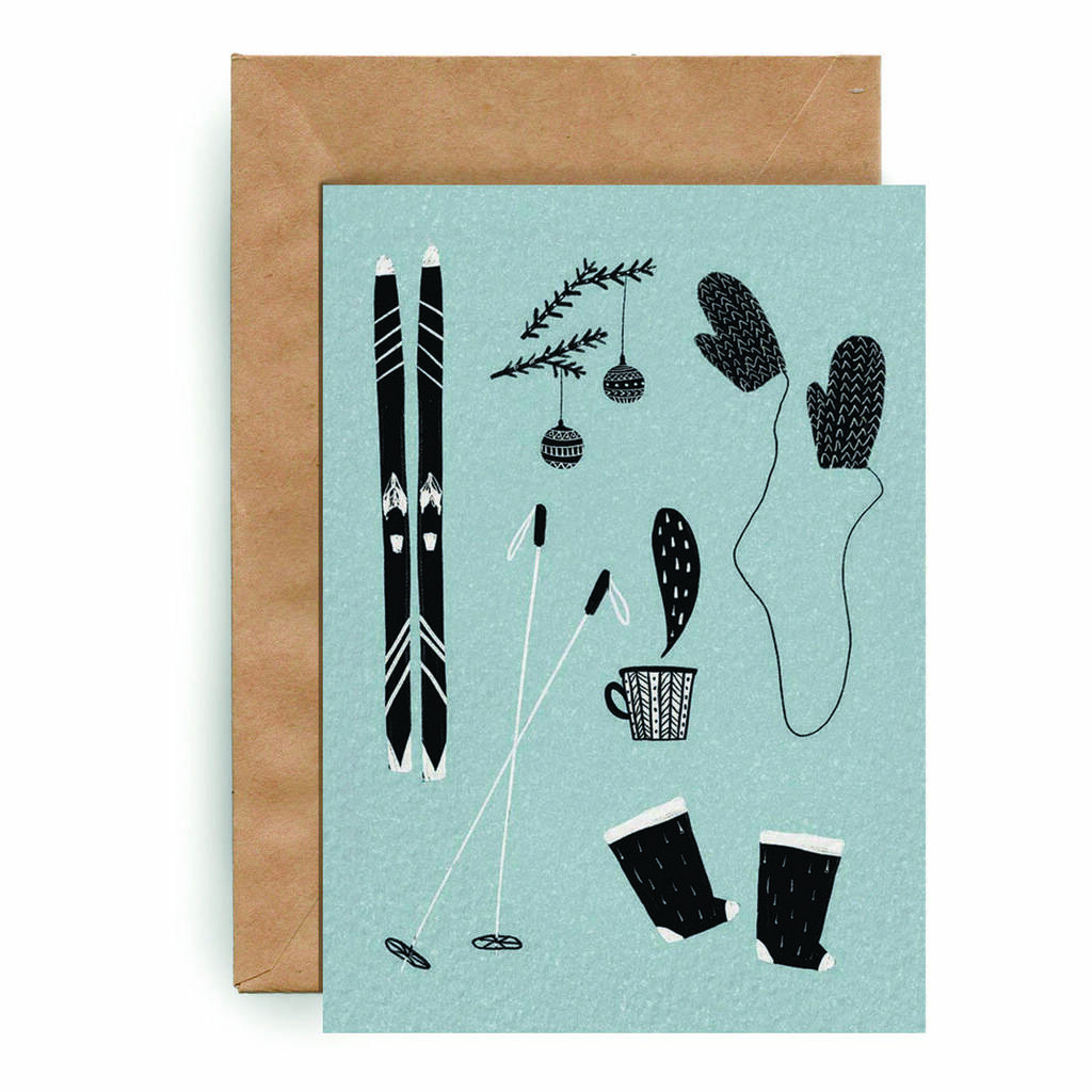 Лыжи, варежки, зима