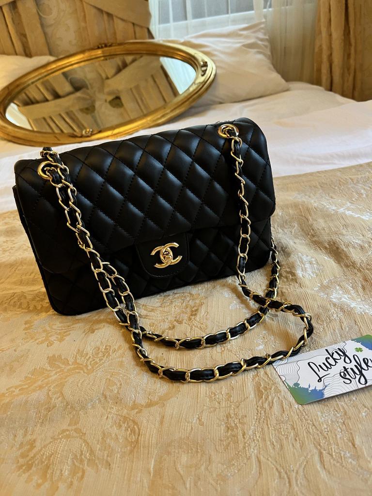 Классика Chanel чёрная фурнитура золото 25 см 51276