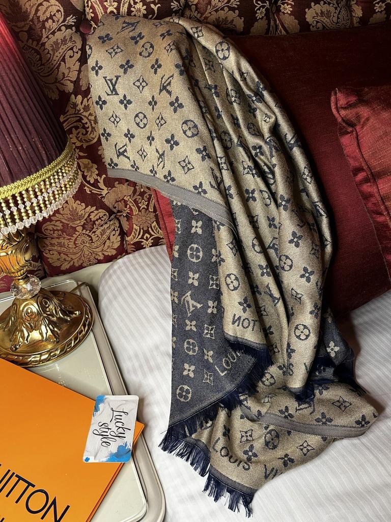 Шаль Louis Vuitton золото и синий 9874565