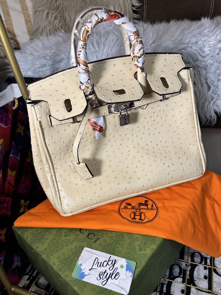 Сумка Hermes Birkin 30см бежевая под крокодил 555125651
