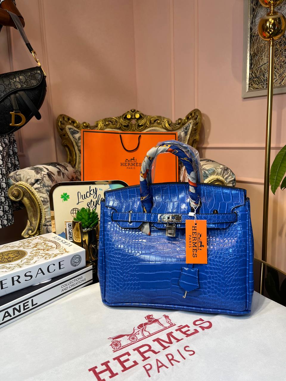 Сумка Hermes Birkin 30 см синяя 95862