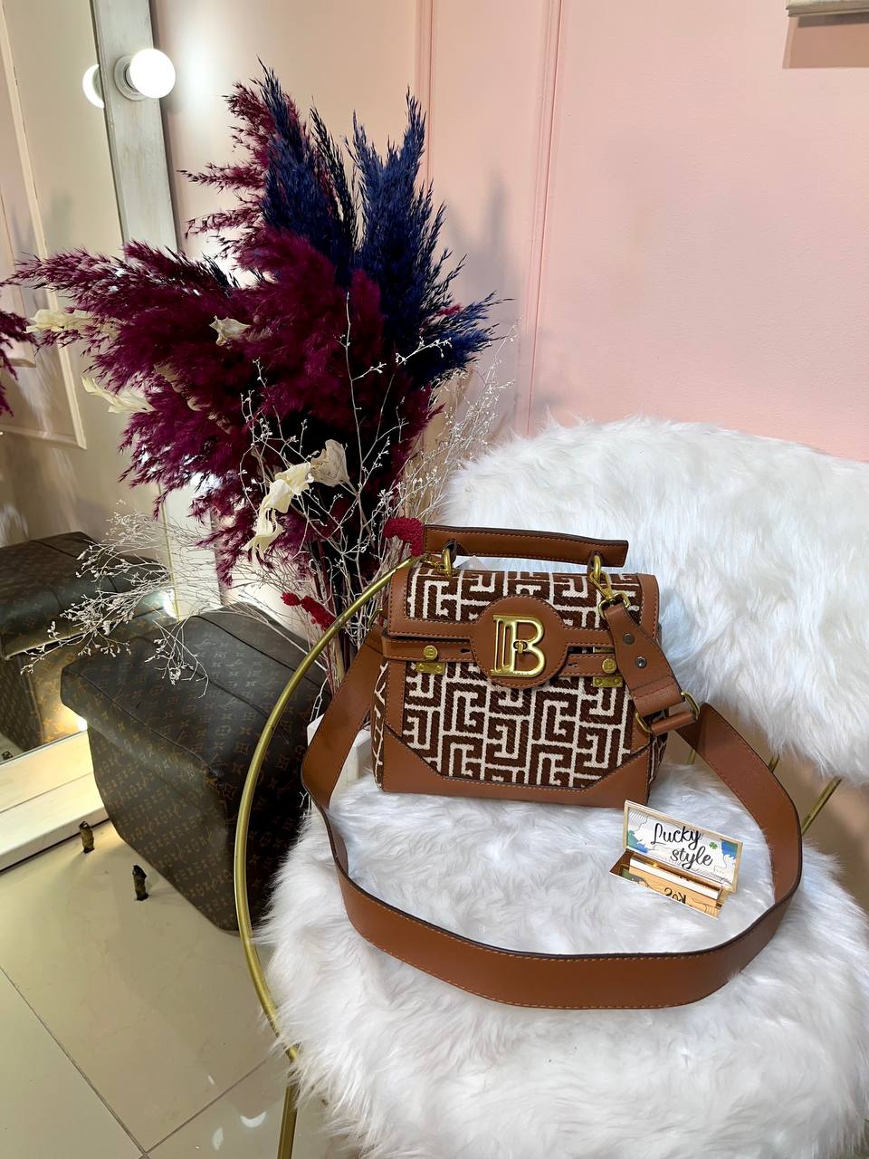 Сумка Balmain в коричневый узор 95920