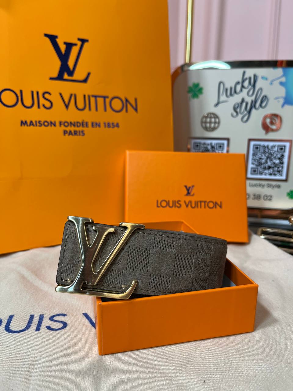 Ремень Louis Vuitton светло коричневый натуральная кожа 95996