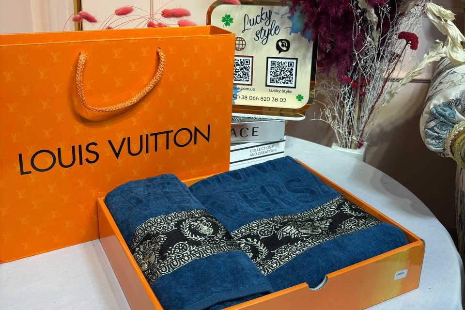 Набор полотенец 2 шт Versace синие 96208