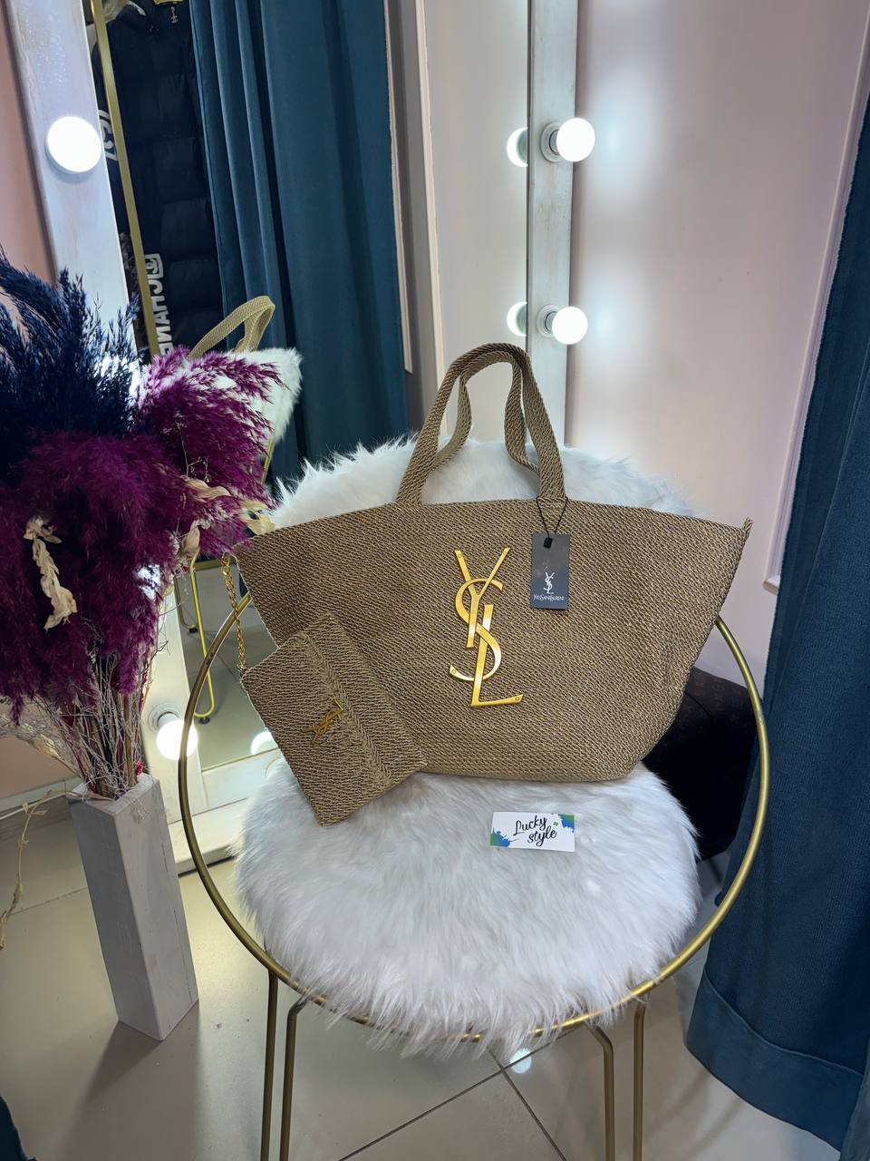 Сумка YSL Icare соломенная 96256