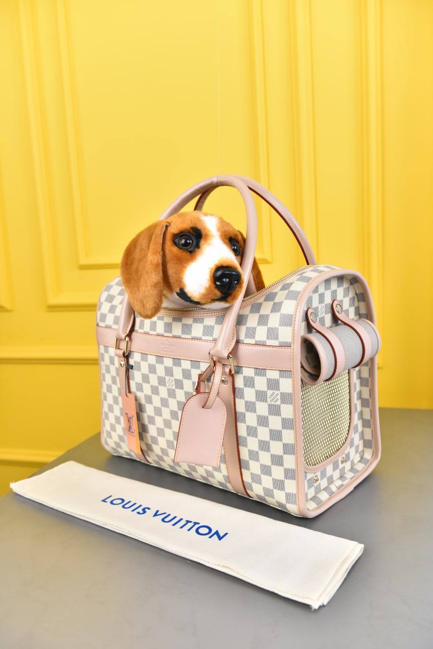 Переноска для животных Louis Vuitton натуральная кожа  коричневая шашка Турция ПОД ЗАКАЗ 5040