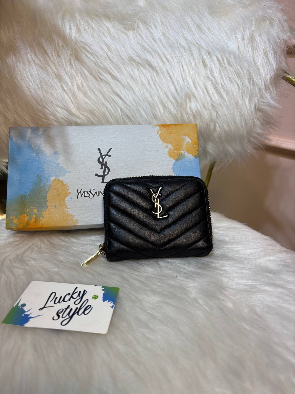 Кошелек YSL черный натуральная кожа б\у 96308