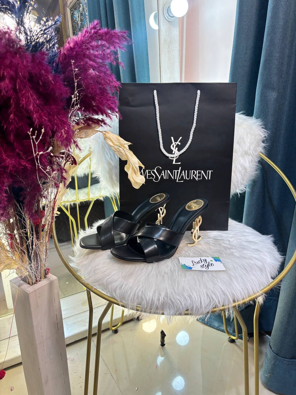 Босоножки Yves Saint Laurent YSL черные 96352