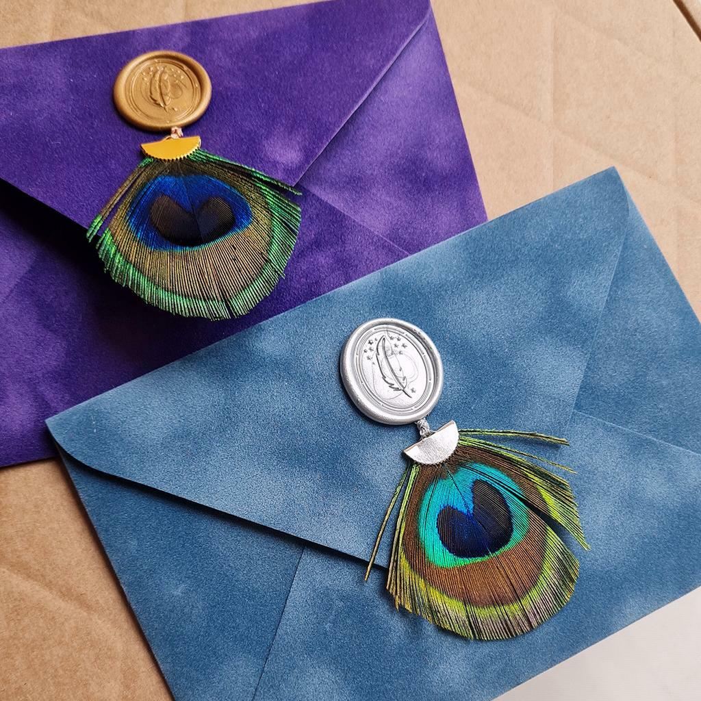 Конверт бархатний з підвіскою павиче око