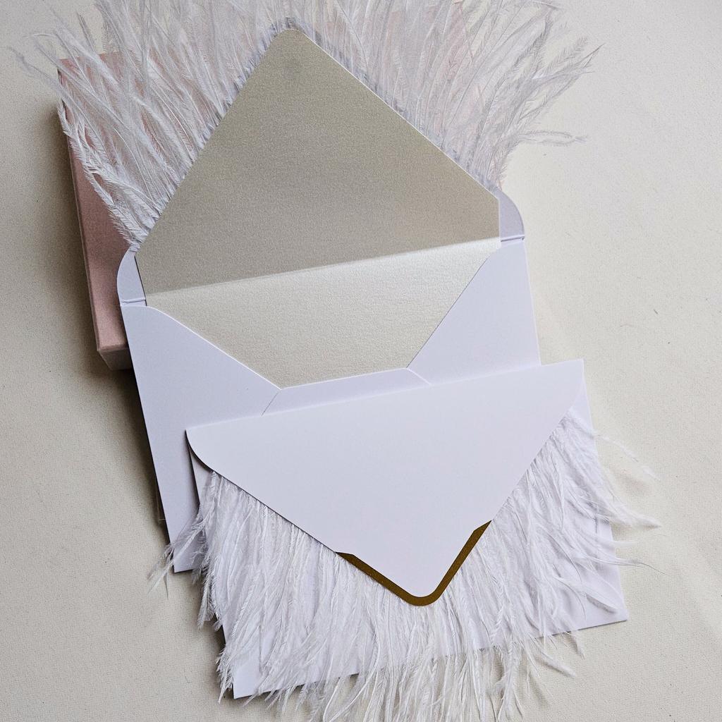 Конверт паперовий з пір'ям. Білий