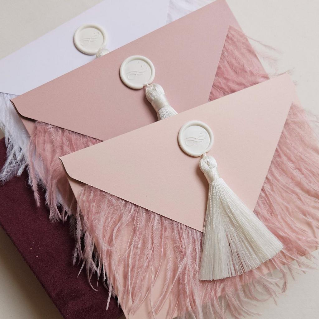 13*18 см Конверт картонний з пір'ям та китицею