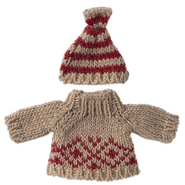 Светрик з шапочкою для мишки мами Maileg