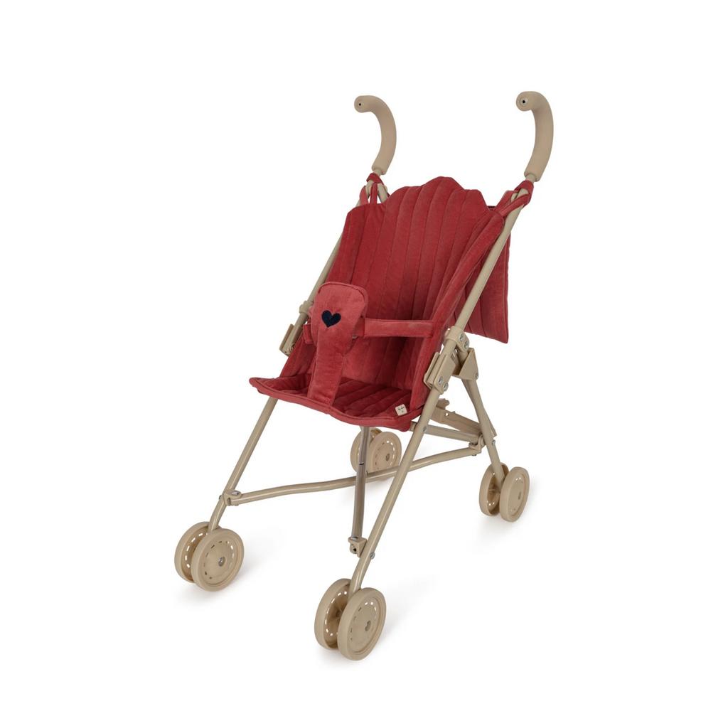 Doll Stroller - RED CORDUROY