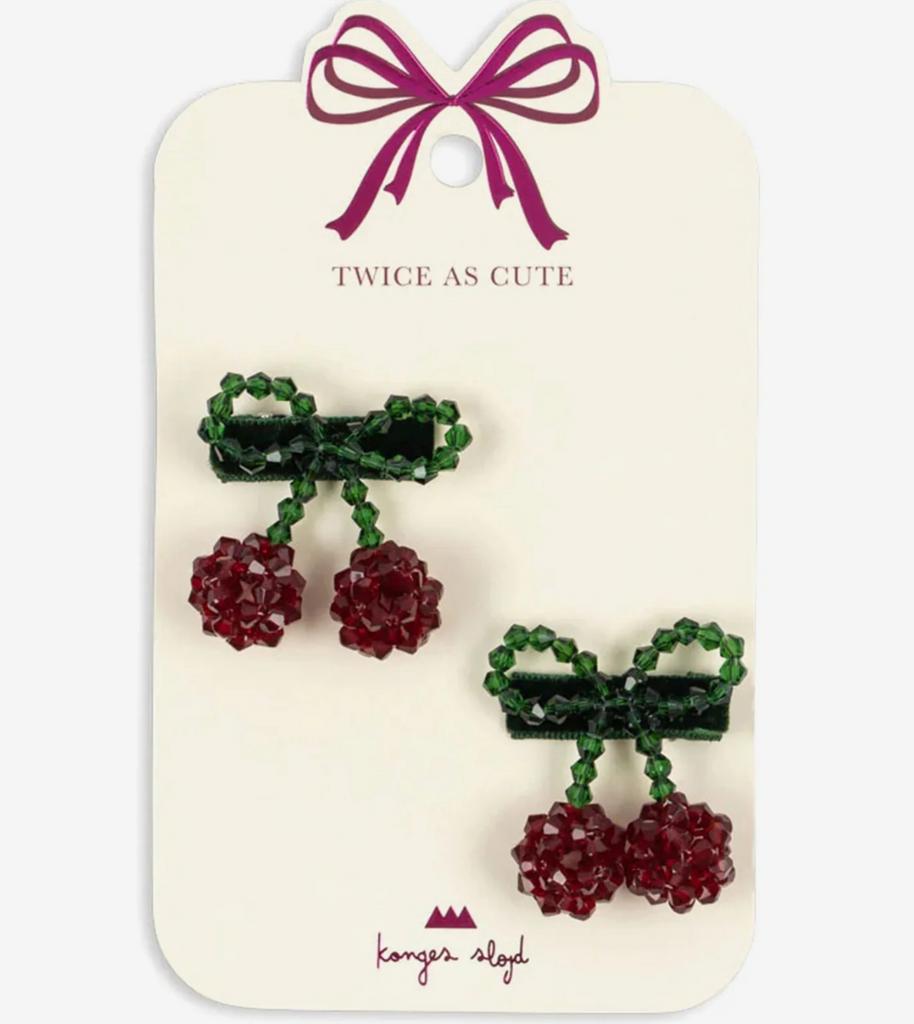 Hair Clip Cherry duo pack - Red/Glitter