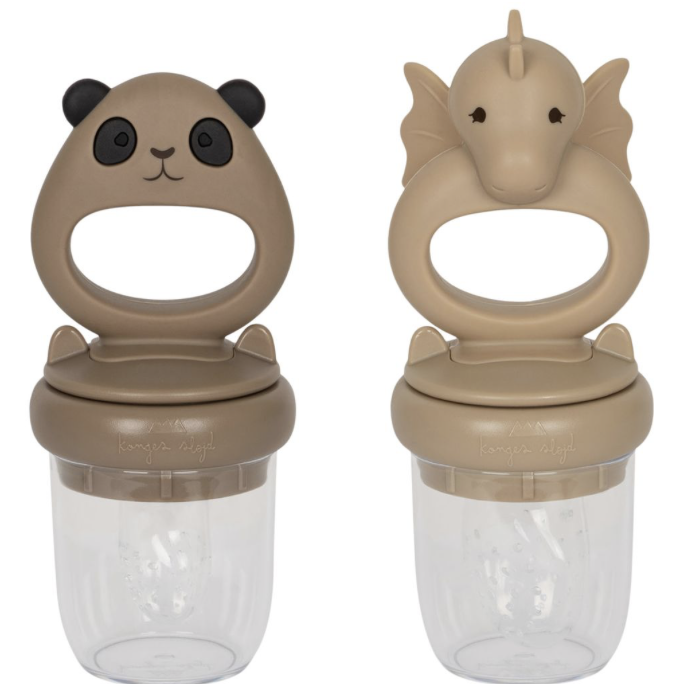 2 Pack Fruit Feeding Pacifier Panda and Dragon - CLAY/SHITAKE