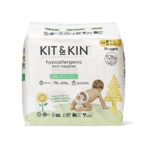 Scutece Hipoalergenice, Eco Kit&Kin, mărimea 5, 11+ kg, 28 buc.
