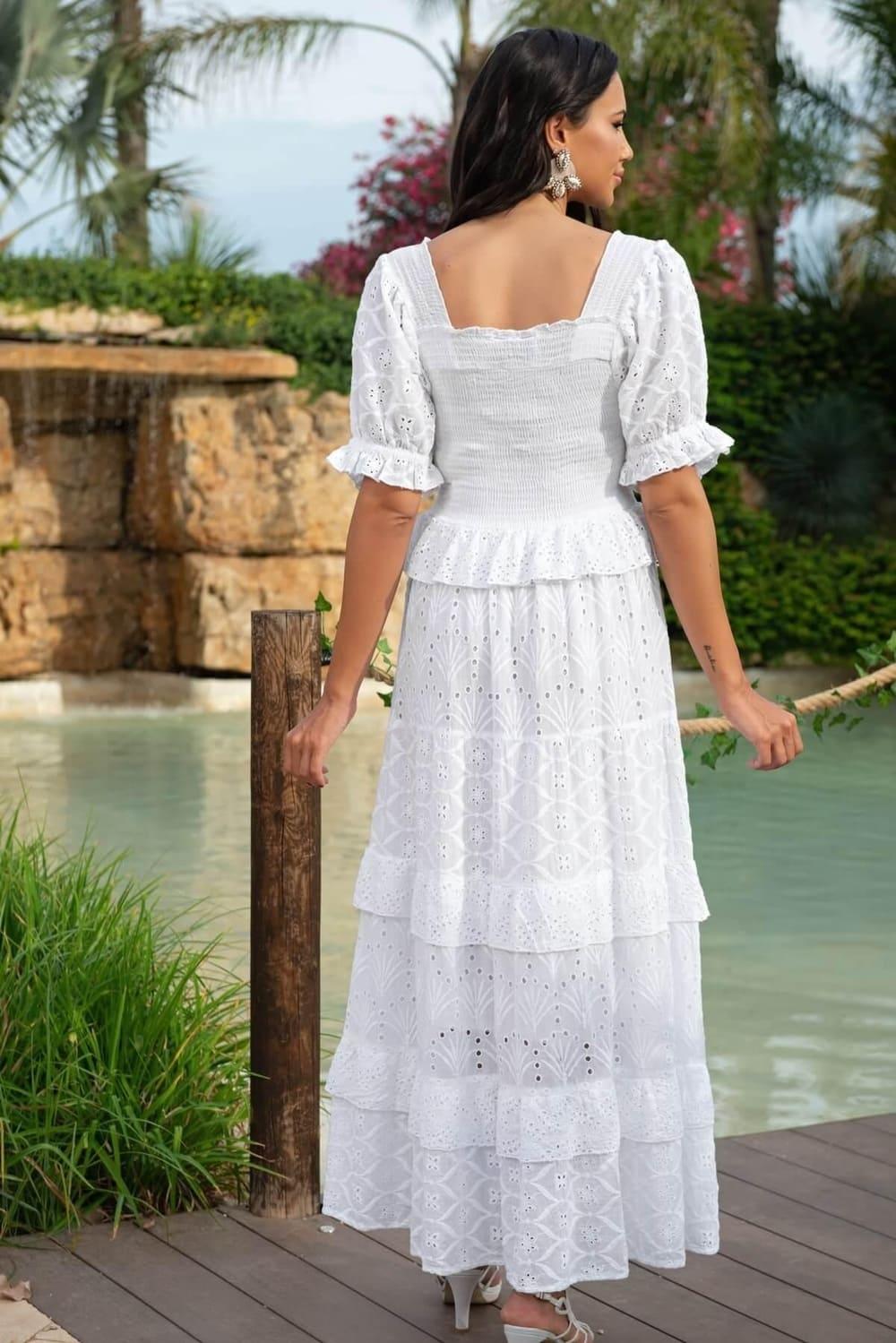 Пляжная одежда > Длинное летнее платье с оборками из хлопка Fresh Cotton  22F- 539 C купить в интернет-магазине
