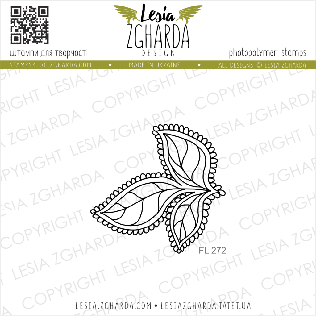 Image - Day of the Dead leaf stamp (small) by Lesia Zgharda clear stamps