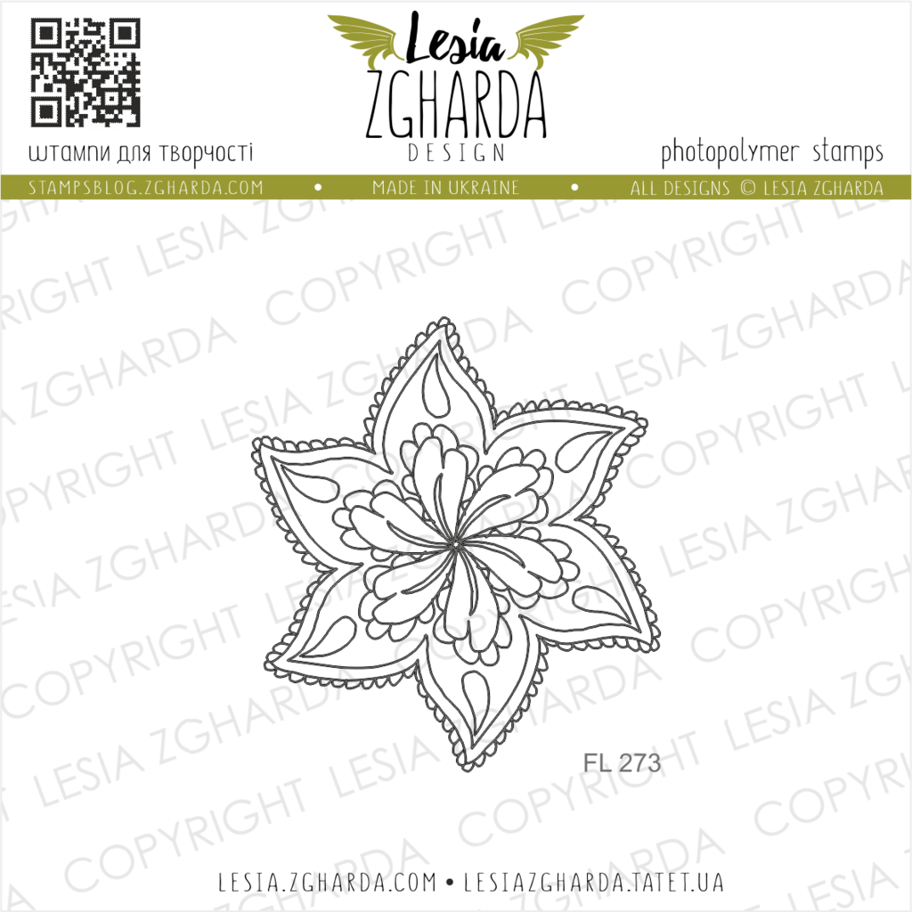 Image - Day of the Dead flower small stamp by Lesia Zgharda clear stamps