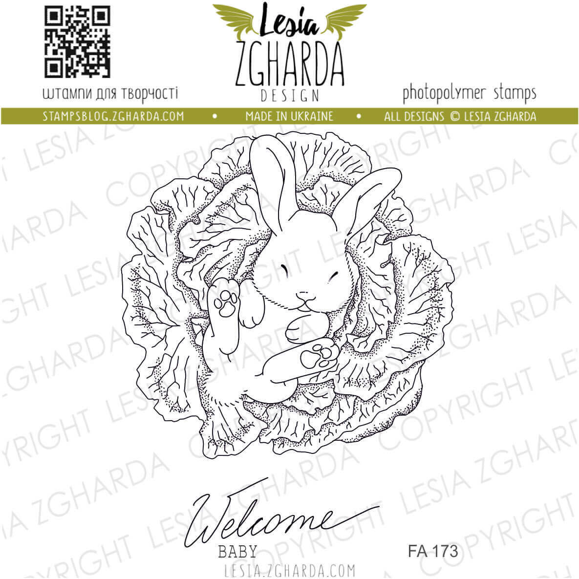 {FA173} Stamp Set "Bunny in the cabbage"