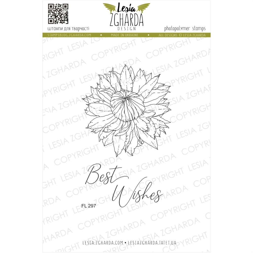 {FL297s} Stamp Set "Clematis + Best wishes"