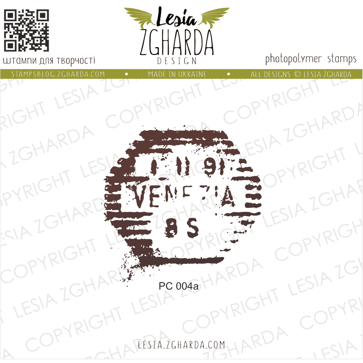 {PC004a} Stamp "Vintage Venice Postmark"