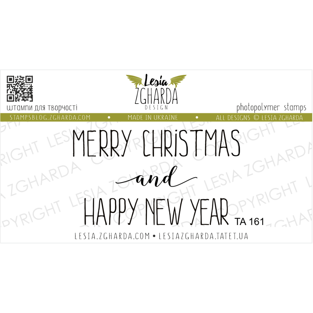Image - Merry Christmas and Happy New Year sentiment by Lesia Zgharda clear stamps