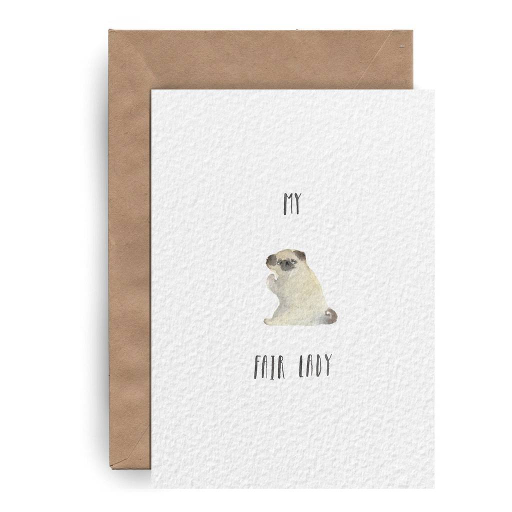 Postcard "Pug lady"
