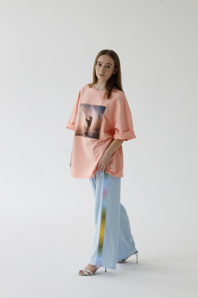 Брюки широкие на резинке с лампасами ADULT SIZE "Pajama party", голубые