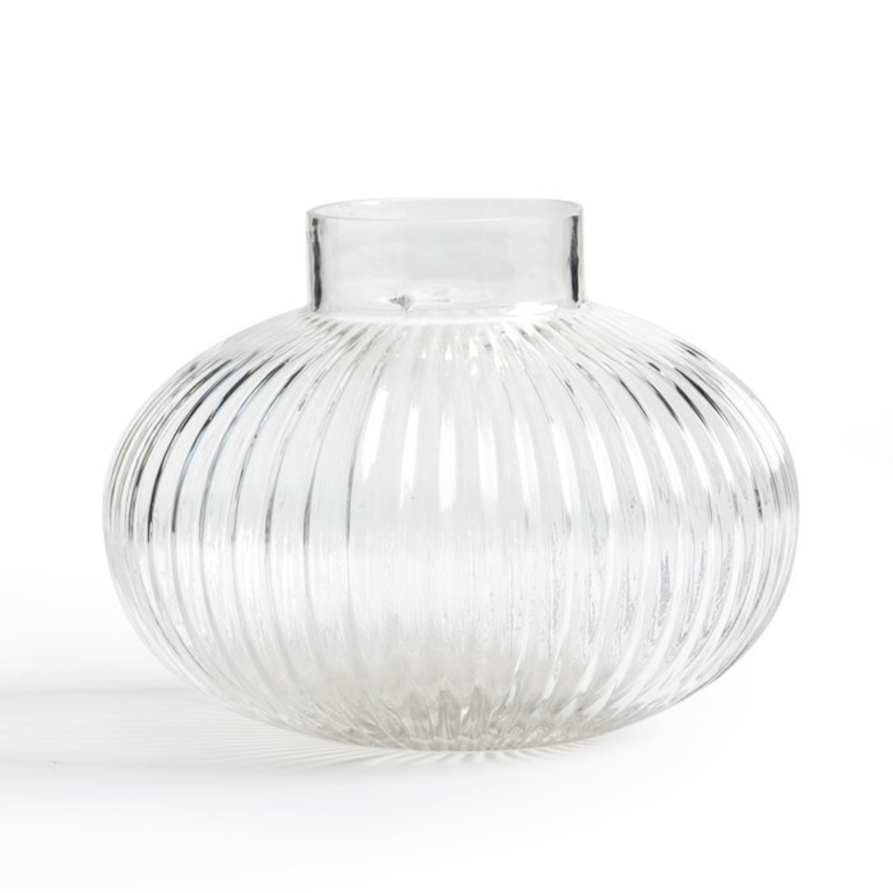 Ваза из рифленого стекла круглая