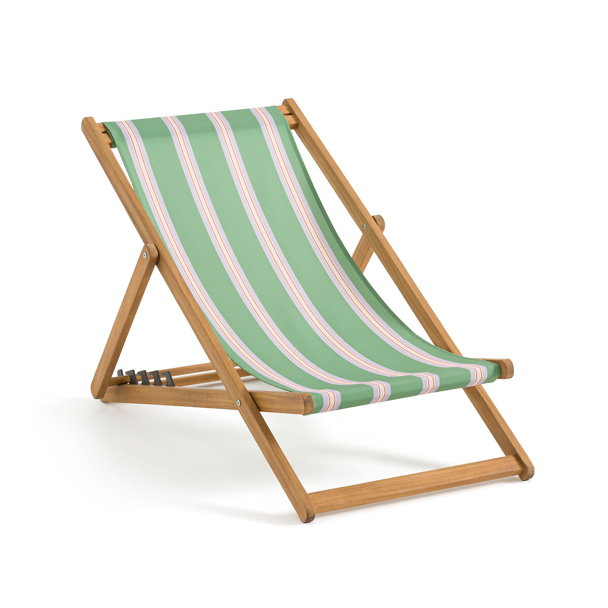 Шезлонг из акации и ткани (зеленый)