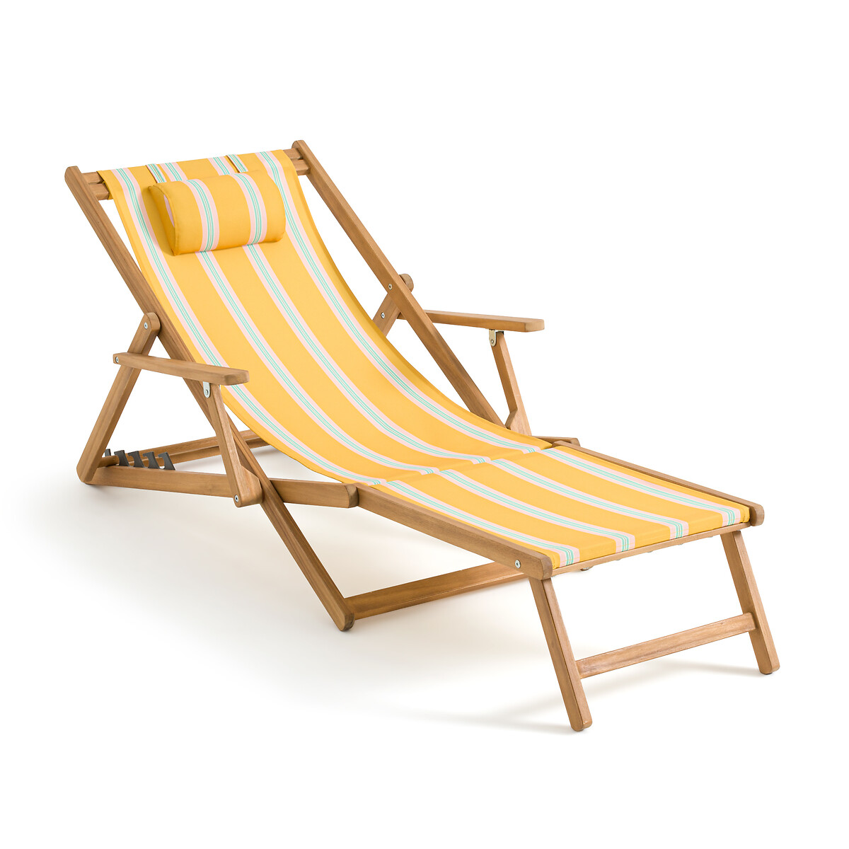 Шезлонг из акации и ткани (желтый)